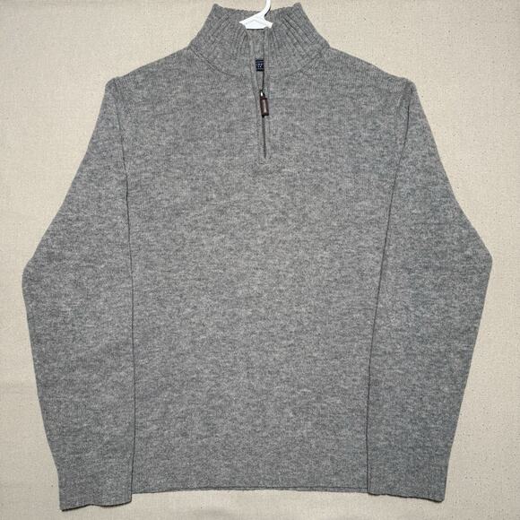 J.CREW Other - J Crew 100% Lambswool Sweater Mens Large 1/4 Zip Gray Mock Neck Preppy Academia